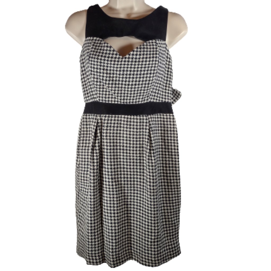 Leona Black White Houndstooth Sleeveless A-Line Summer Midi Maxi Dress Women's 0